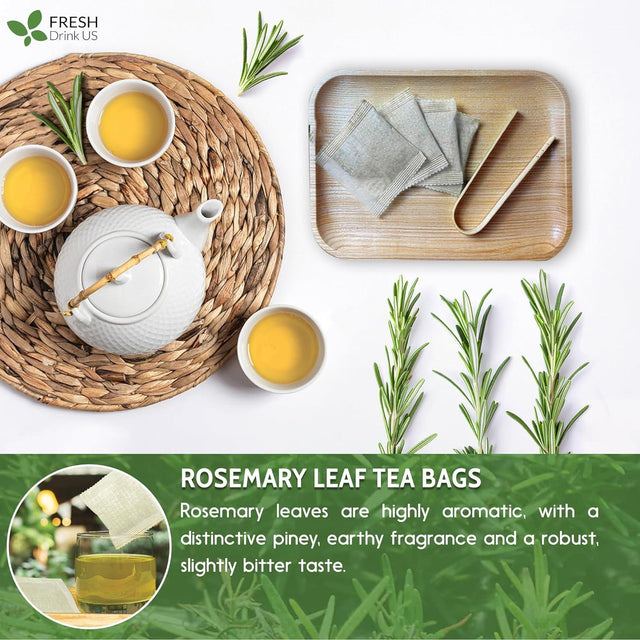 Premium Rosemary Leaves, Tea Bags, Powder, 100% Natural & Pure from Dried Rosemary Leaves, No Additives, No Caffeine, Vegan. Dried Rosemary Herb, Perfect for Seasoning, Spice Blends for Grilling & Cooking - FreshDrinkUS - Natural and Premium Herbal Tea