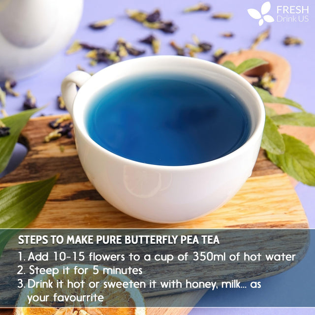 Premium 1010+ Butterfly Pea Flowers, 100% Natural, Loose Leaf Herbal Tea, No Gluten, Vegan