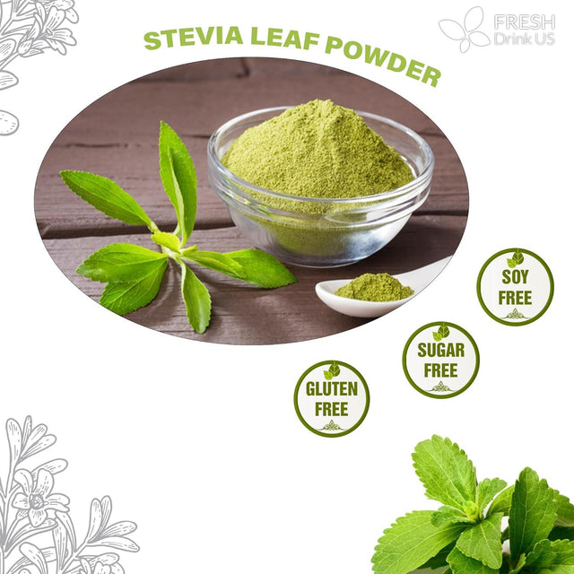 Stevia Leaf, Whole Dried Leaves, Tea Bags, Powder, 100% Natural and Pure from Stevia Leaves. Sugar Substitute for Tea, Coffee. Loose Leaf Stevia Herbal Tea. Zero Calorie Sweetener. No Sugar, No Caffeine, No Gluten, Vegan. - FreshDrinkUS - Natural and Premium Herbal Tea