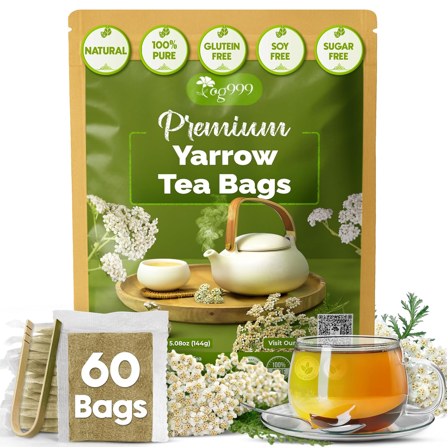 Premium Yarrow Tea Leaves | Naturally Aromatic, Freshly Packed Loose Leaf Yarrow