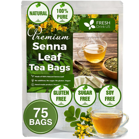 Premium Senna Leaf Tea Bags, 100% Natural & Pure from Senna Leaves. Loose Leaf Senna Herbal Tea, Made with Natural Material Tea Bags, Senna Leaf Tea. No Sugar, No Caffeine, No Gluten, Vegan.