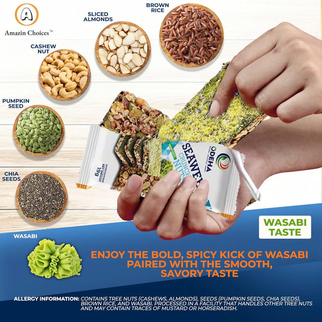 Seaweed Crunch With Nuts,  Duo Taste Wasabi and Classic (32Ct)