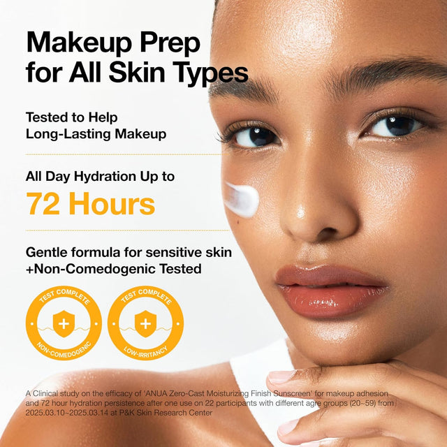 ANUA Zero-Cast Moisturizing Finish Sunscreen SPF50+ PA++++