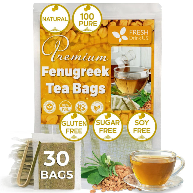 Premium Fenugreek Tea Bags. No Sugar, No Caffeine, No Gluten, Vegan. (30 Tea Bags)
