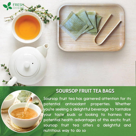 Premium Soursop Graviola Fruit Tea Bags, Tea Powder, 100% Natural and Pure from Soursop Fruits, Handmade, Made With Natural Materials-Corn Fiber Tea Bag, Sugar/Caffeine/Gluten Free, Hoja Guanabana Tea - FreshDrinkUS - Natural and Premium Herbal Tea