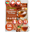 TOG999, Premium 135 Tea Bags - Special Cinnamon Tea, 100% Natural & Pure Cinnamon Bark. Cinnamon Herbal Tea. Cinnamon Stick Herbal Spice Tea. No Sugar, No Caffeine, No Gluten, Vegan.