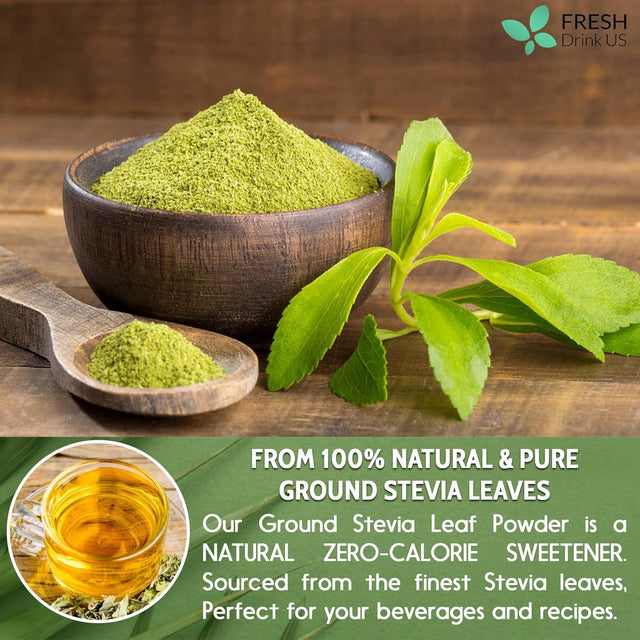 Stevia Leaf, Whole Dried Leaves, Tea Bags, Powder, 100% Natural and Pure from Stevia Leaves. Sugar Substitute for Tea, Coffee. Loose Leaf Stevia Herbal Tea. Zero Calorie Sweetener. No Sugar, No Caffeine, No Gluten, Vegan. - FreshDrinkUS - Natural and Premium Herbal Tea