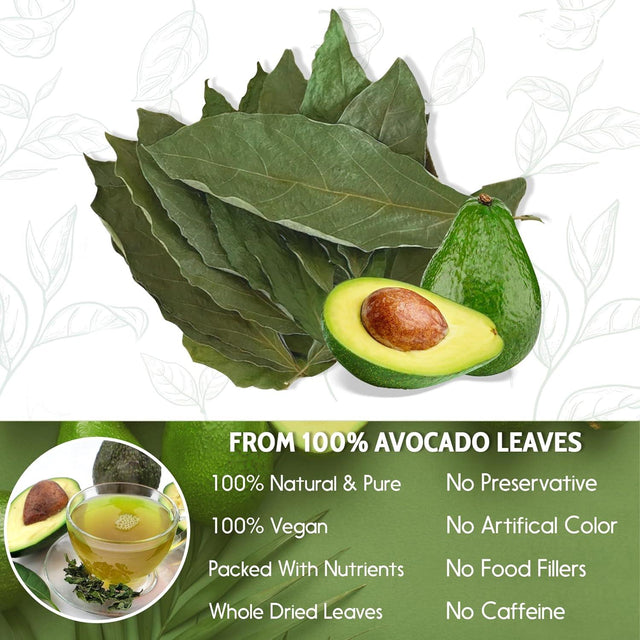 Natural Avocado Whole Leaves Dried, Tea Bags, 100% Pure from Avocado Leaves, Avocado Leaf Tea, Hojas de Aguacate Seca, No Additives, No Caffeine, Vegan - FreshDrinkUS - Natural and Premium Herbal Tea