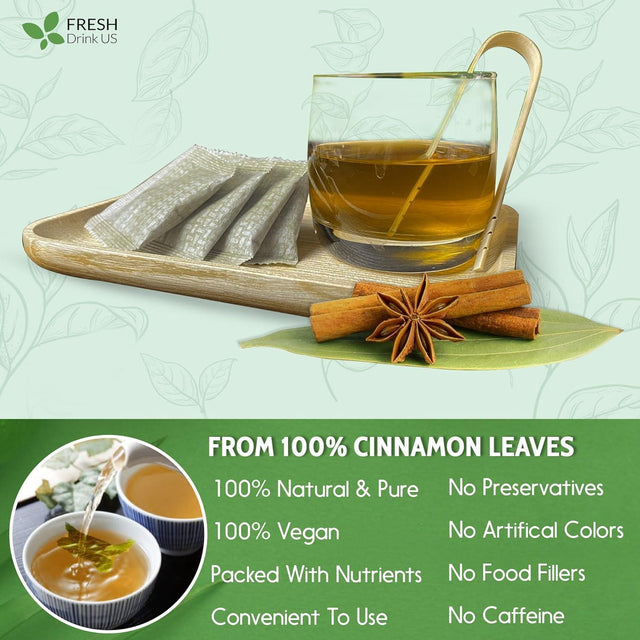 Natural Cinnamon Leaves, Whole Dried Cinnamon Leaves, Tea Bags, 100% Pure from Dried Cinnamon Leaves, Cinnamon Leaf Tea, No Additives, No Caffeine, Vegan - FreshDrinkUS - Natural and Premium Herbal Tea