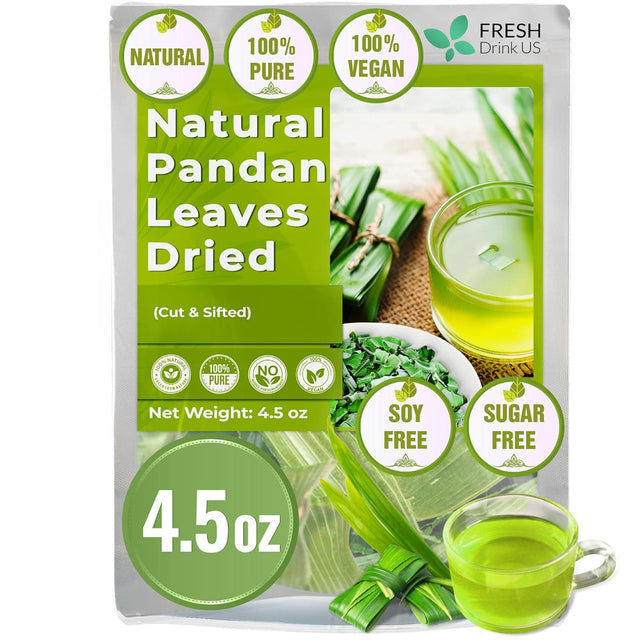 Natural Pandan Leaves Dried, Pandan Leaf Powder, 100% Pure Dried Pandan Leaves, Pandan Leaf Tea, No Additives, No Caffeine, Vegan - FreshDrinkUS - Natural and Premium Herbal Tea