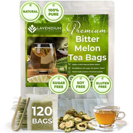 Bitter Melon Tea Bags, 100% Natural, Pure Bitter Melon. Bitter Melon Herbal Tea. Bitter Melon Fruit Tea. No Sugar, No Caffeine, No Gluten, Vegan