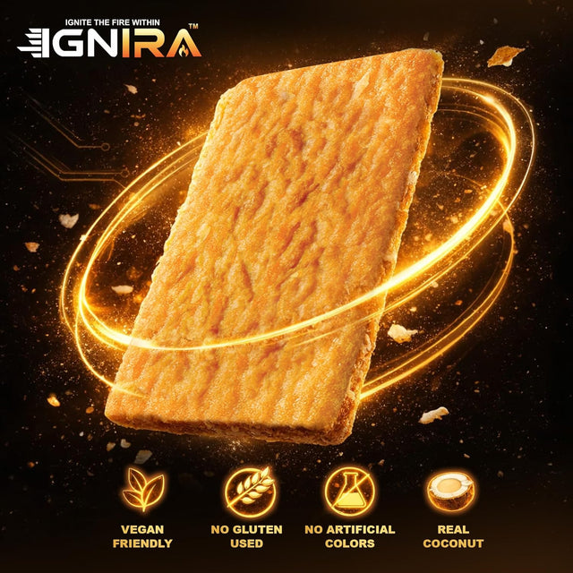 IGNIRA COCO Crunch Coconut Crackers, Crispy Plant-Based Coconut Chips, Toasted Coconut Cookie Thins, Premium Snack Treats, Creative Snacks for Adults & Kids, SOUL FIRE Energy Pack of 1 (1.76 oz)