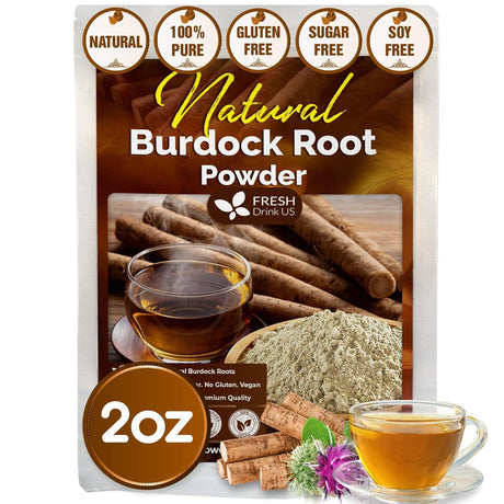 Burdock Root Powder,  Burdock Root Extract, 100% Natural & Pure from Burdock Root, Burdock Root Herbal Tea, No Additives, No Caffeine, Vegan