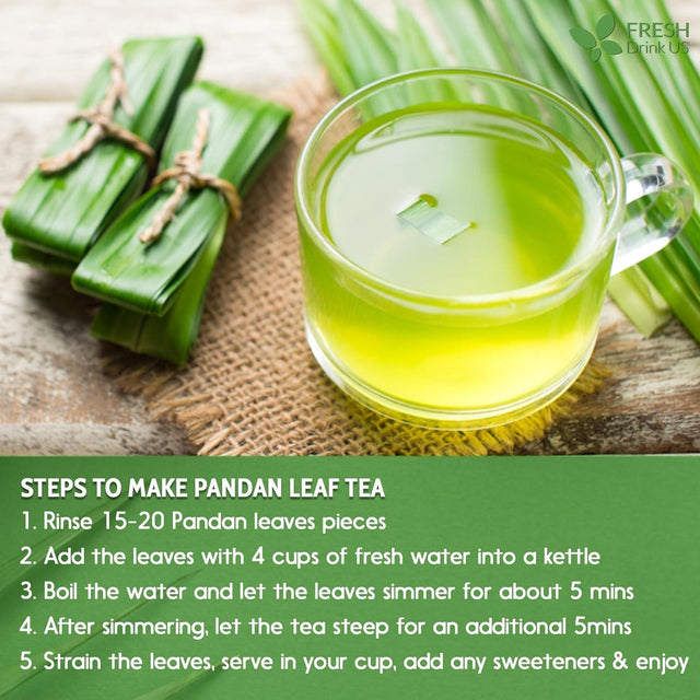 Natural Pandan Leaves Dried, Pandan Leaf Powder, 100% Pure Dried Pandan Leaves, Pandan Leaf Tea, No Additives, No Caffeine, Vegan - FreshDrinkUS - Natural and Premium Herbal Tea