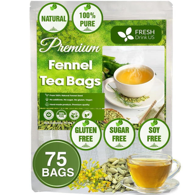 Premium Fennel Tea Bags, 100% Natural & Pure from Fennel Seeds. Fennel Seed Herbal Tea. Fennel Seed Tea. Made with Natural Material Tea Bags. No Sugar, No Caffeine, No Gluten, Vegan.