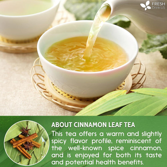 Natural Cinnamon Leaves, Whole Dried Cinnamon Leaves, Tea Bags, 100% Pure from Dried Cinnamon Leaves, Cinnamon Leaf Tea, No Additives, No Caffeine, Vegan - FreshDrinkUS - Natural and Premium Herbal Tea