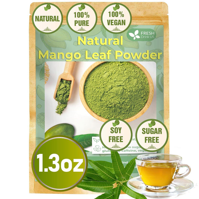 Mango Leaf, Whole Dried Leaves, Tea Bags, Powder, 100% Natural & Pure from Mango Leaves. Mango Dried Leaves. Loose Leaf Mango Herbal Tea. Mango Leaf Tea. No Sugar, No Caffeine, No Gluten, Vegan. - FreshDrinkUS - Natural and Premium Herbal Tea