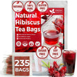 Hibiscus Dried Flowers, Tea Bags, 100% Natural, Pure from Hibiscus Flowers. Loose Flower Hibiscus Herbal Tea. Hibiscus Flower Tea. No Sugar, No Caffeine, No Gluten, Vegan. - FreshDrinkUS - Natural and Premium Herbal Tea