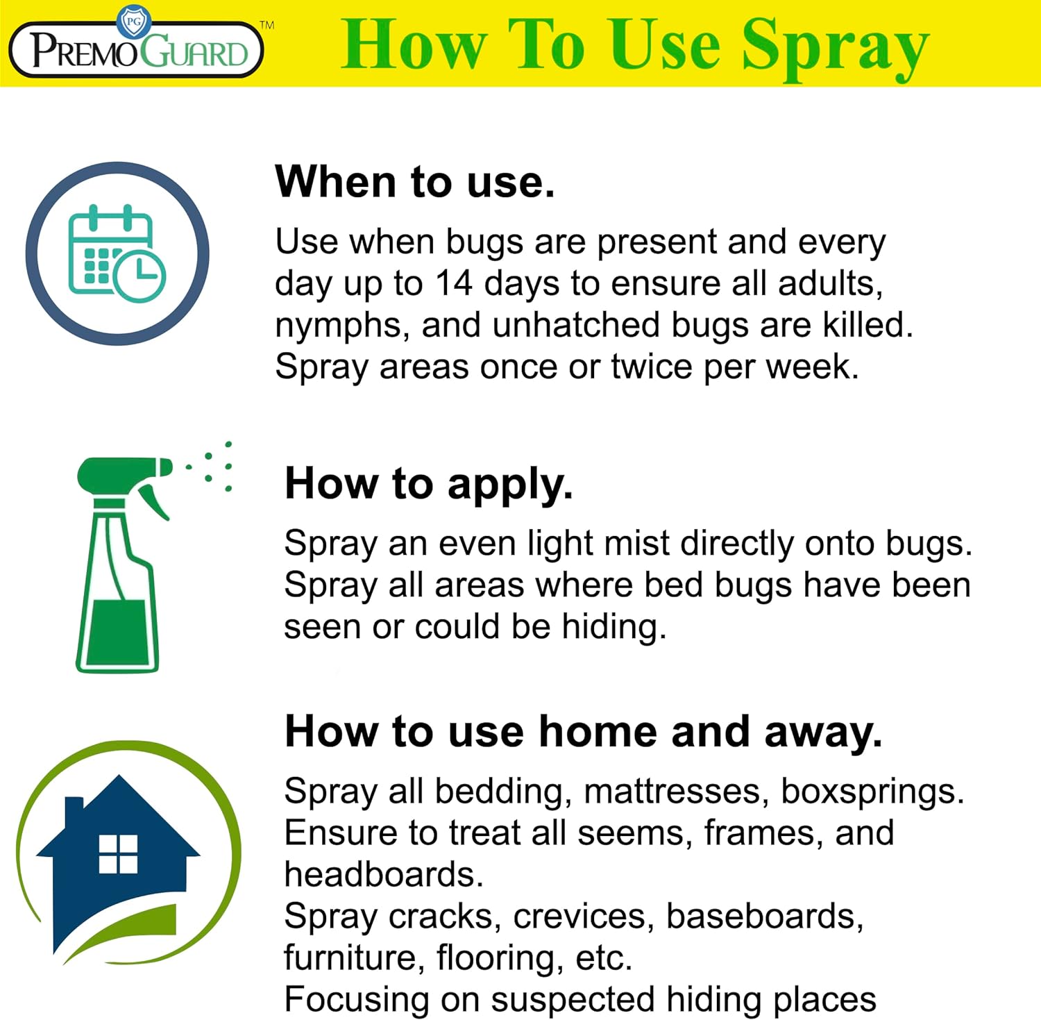 Bed Bug Plus Spray | Natural & Non-Toxic | Premo Guard (C)