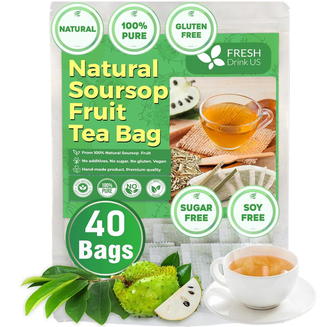 Premium Soursop Graviola Fruit Tea Bags, Tea Powder, 100% Natural and Pure from Soursop Fruits, Handmade, Made With Natural Materials-Corn Fiber Tea Bag, Sugar/Caffeine/Gluten Free, Hoja Guanabana Tea - FreshDrinkUS - Natural and Premium Herbal Tea