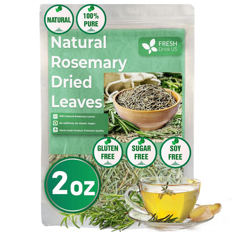 Premium Rosemary Leaves, Tea Bags, Powder, 100% Natural & Pure from Dried Rosemary Leaves, No Additives, No Caffeine, Vegan. Dried Rosemary Herb, Perfect for Seasoning, Spice Blends for Grilling & Cooking - FreshDrinkUS - Natural and Premium Herbal Tea