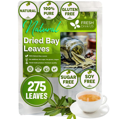 Premium Dried Bay Leaves, Tea Bags, Powder, Bay Leaves Spice, Whole Nice Leaves, Wildcrafted, Fresh Harvested, Bay Leaves For Cooking, Sugar-Free, Gluten Free, Caffeine Free, Vegan - FreshDrinkUS - Natural and Premium Herbal Tea