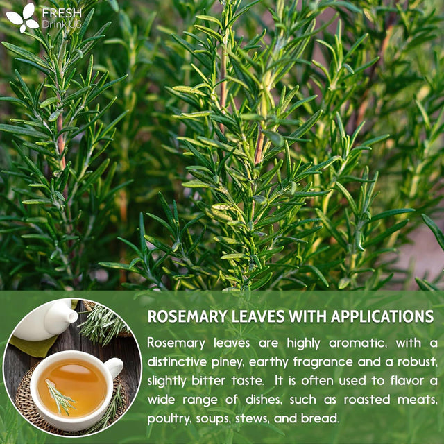 Premium Rosemary Leaves, Tea Bags, Powder, 100% Natural & Pure from Dried Rosemary Leaves, No Additives, No Caffeine, Vegan. Dried Rosemary Herb, Perfect for Seasoning, Spice Blends for Grilling & Cooking - FreshDrinkUS - Natural and Premium Herbal Tea