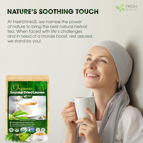 FreshDrinkUS, 105 Premium Soursop Graviola Leaf Tea Bags, The Finest Soursop Tea, 100% Natural and Pure, Handmade, Made With Natural Materials-Corn Fiber Tea Bag, Sugar/ Caffeine/ Gluten Free, Hoja Guanabana Tea