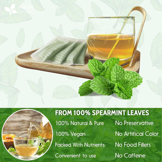 Spearmint Tea Bags, 100% Natural & Pure Spearmint Leaves. Loose Leaf Spearmint Herbal Tea. Spearmint Leaf Tea. No Sugar, No Caffeine, No Gluten, Vegan. - FreshDrinkUS - Natural and Premium Herbal Tea