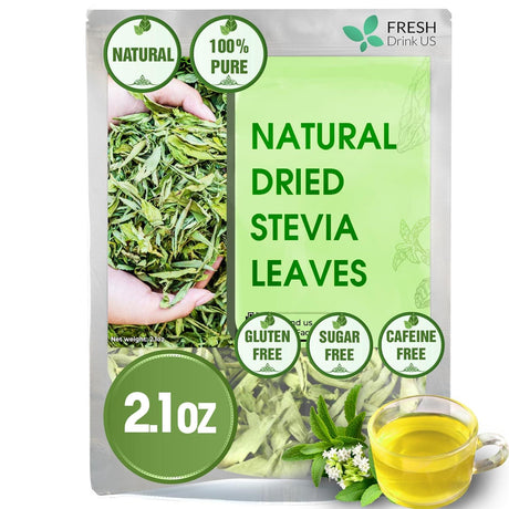 Stevia Leaf, Whole Dried Leaves, Tea Bags, Powder, 100% Natural and Pure from Stevia Leaves. Sugar Substitute for Tea, Coffee. Loose Leaf Stevia Herbal Tea. Zero Calorie Sweetener. No Sugar, No Caffeine, No Gluten, Vegan. - FreshDrinkUS - Natural and Premium Herbal Tea