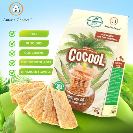 Amazin Choices Premium Coconut Crackers, 2.11 oz. Pack of 4