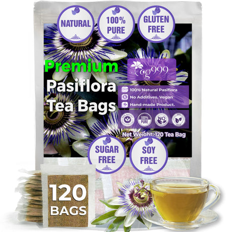 TOG999, Premium 120 Moringa Leaf Tea Bags, 100% Natural & Pure from Moringa Leaves. Loose Leaf Moringa Herbal Tea. Moringa Leaf Tea. No Sugar, No Caffeine, No Gluten, Vegan.