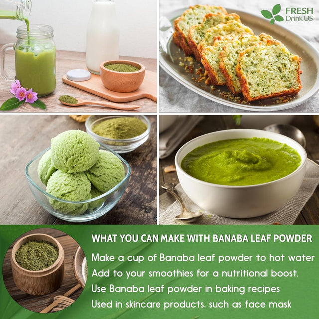Natural Banaba Dried Leaves, Tea Bags, Powder, Whole Banaba Leaves, 100% Pure Dried Banaba Leaves, Banaba Leaf Tea, No Additives, No Caffeine, Vegan - FreshDrinkUS - Natural and Premium Herbal Tea