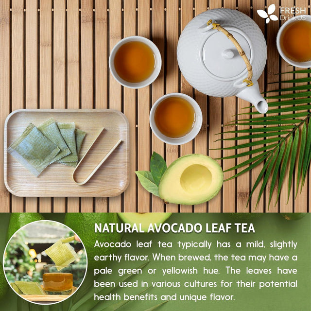 Natural Avocado Whole Leaves Dried, Tea Bags, 100% Pure from Avocado Leaves, Avocado Leaf Tea, Hojas de Aguacate Seca, No Additives, No Caffeine, Vegan - FreshDrinkUS - Natural and Premium Herbal Tea