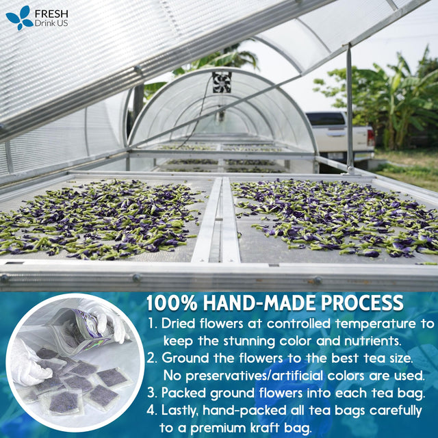 35 Premium Butterfly Pea Tea Bags, Sugar/Caffeine/Gluten Free, Vegan