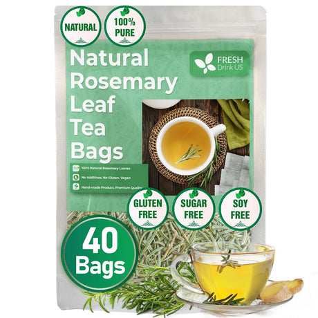 Premium Rosemary Leaves, Tea Bags, Powder, 100% Natural & Pure from Dried Rosemary Leaves, No Additives, No Caffeine, Vegan. Dried Rosemary Herb, Perfect for Seasoning, Spice Blends for Grilling & Cooking - FreshDrinkUS - Natural and Premium Herbal Tea