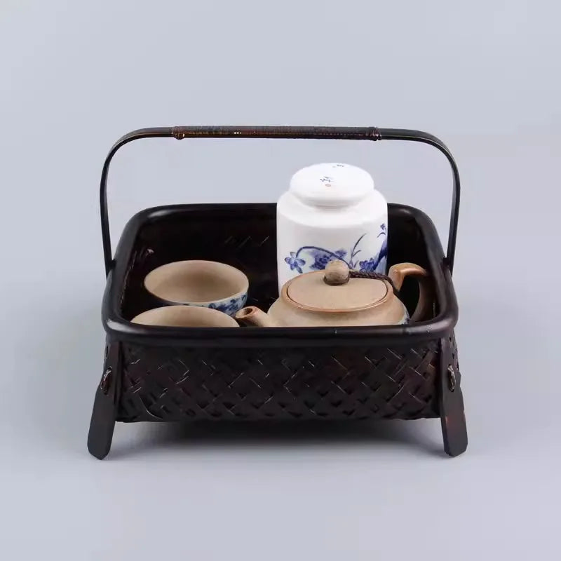 Bamboo & Lacquer Tea Set Storage Box – Chinese Tea Organizer