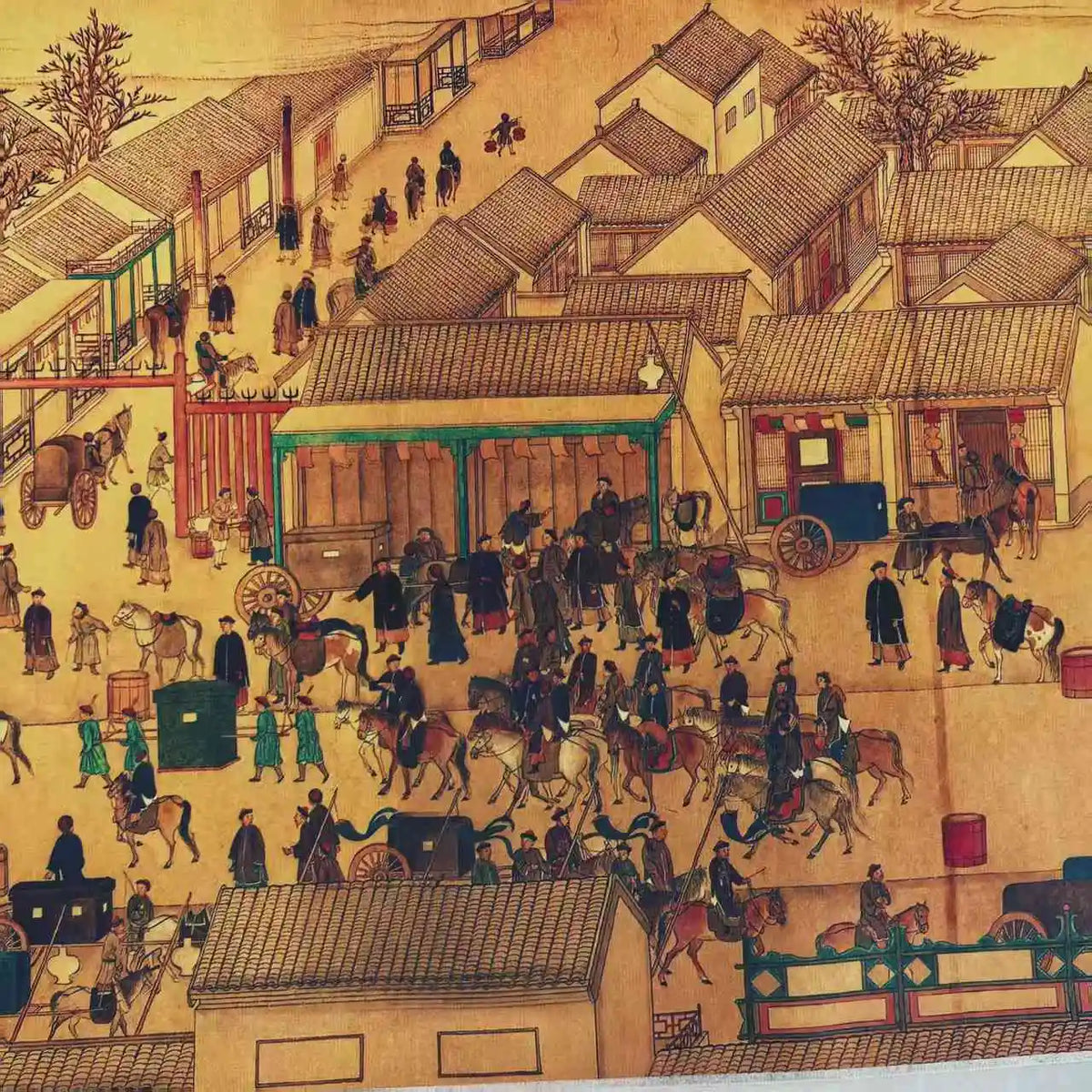 Xu Yang–Style “Five Star Continuous Bead” Chinese Long Scroll Painting