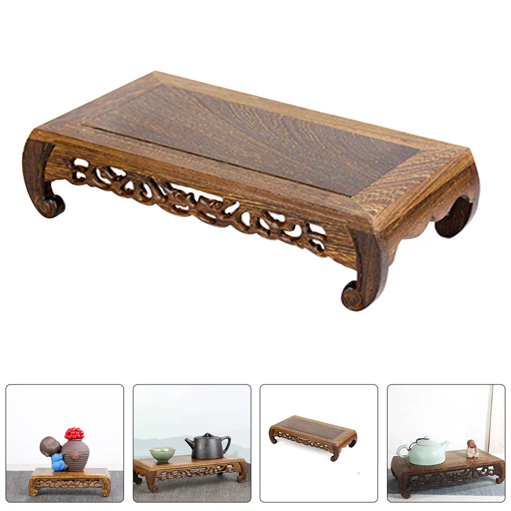 Rectangular Chinese Wood Base Display Stand for Carved Vase, Teapot, Bonsai