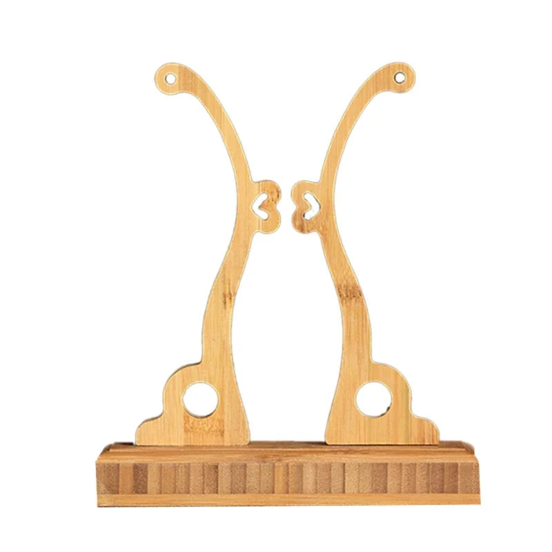 Elegant Chinese Style Bamboo Fan Stand Holder Bracket Rack for Home Office Decor