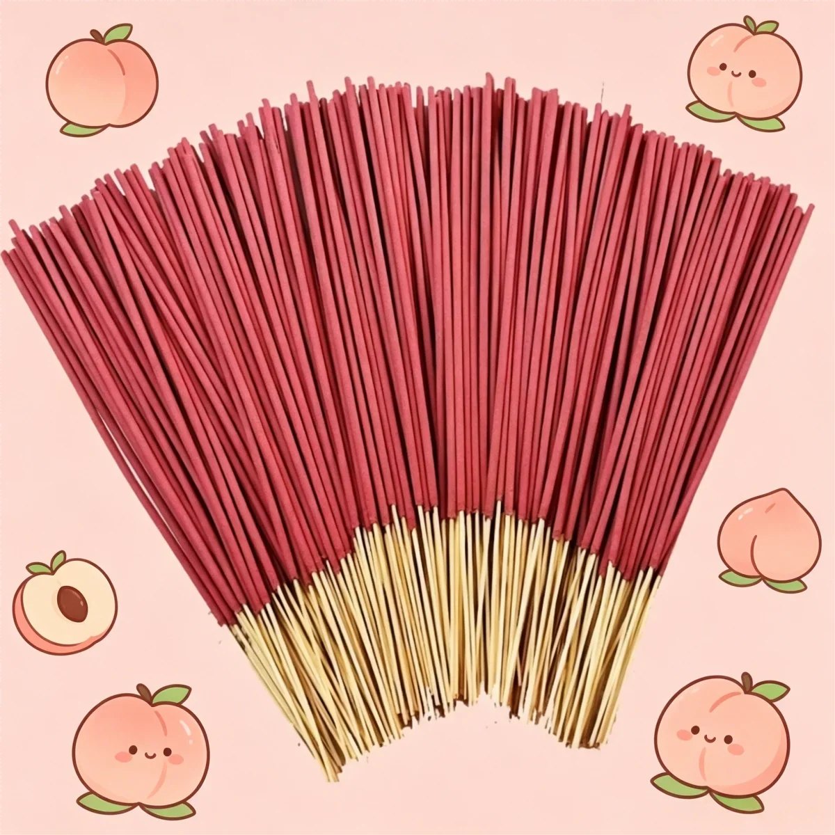 48 Pieces Natural Wooden Aromatherapy Sticks Sweet Peach Fragrance Fresh and Pleasant Scent