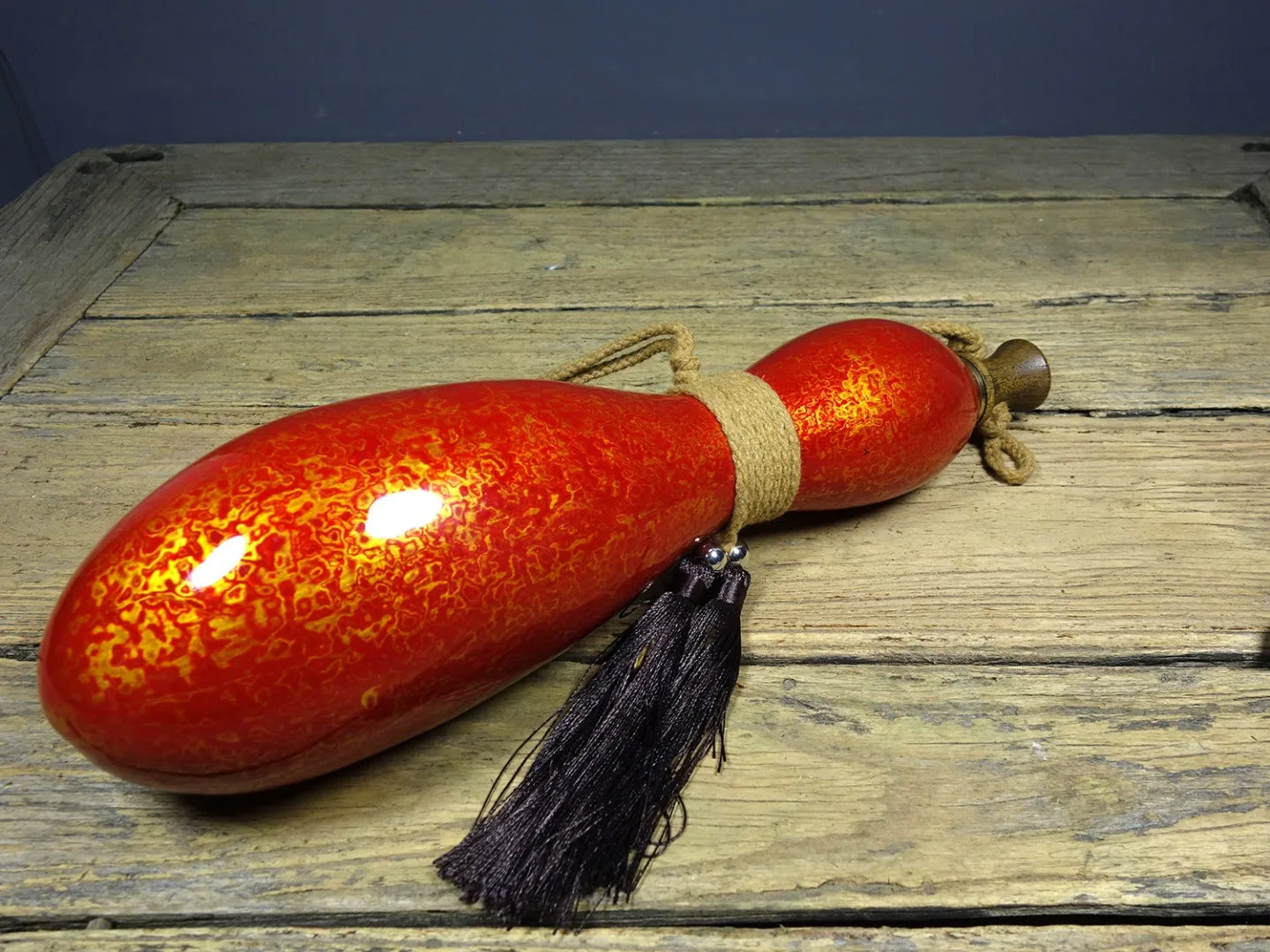 Old Carved Gourd Lacquerware – Natural Calabash Wealth Ornament (18cm)