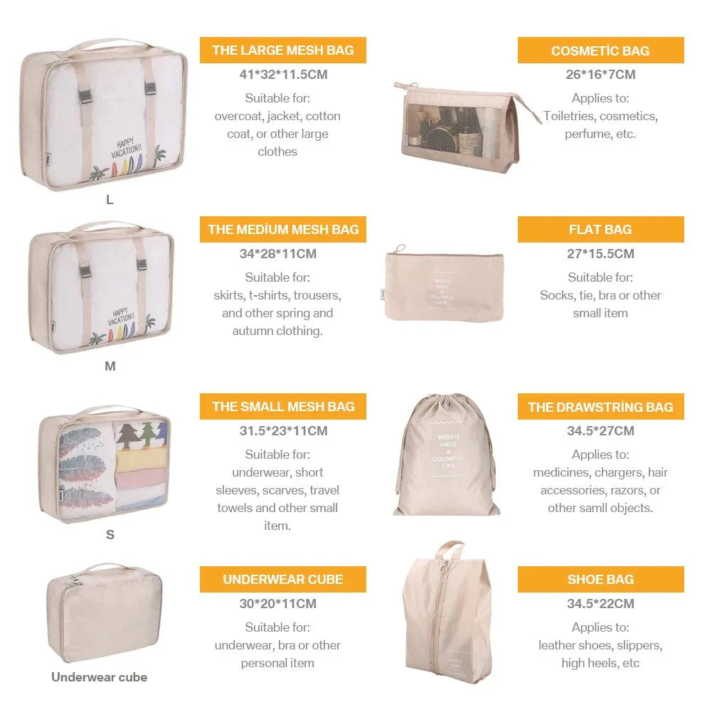 8/6pcs Set Travel Storage Bags