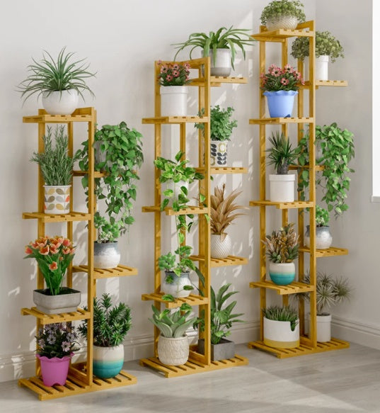 Multi-Level Bamboo Plant Stand Perfect for Succulents, Bonsai