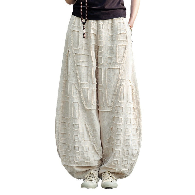 Raw-Edged Linen Meditation Bloomers – Natural Pants for Practice & Everyday Wear