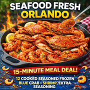 15-minute meal deal 12 seasoned frozen blue crab,shrimp,pan,extra seasoning