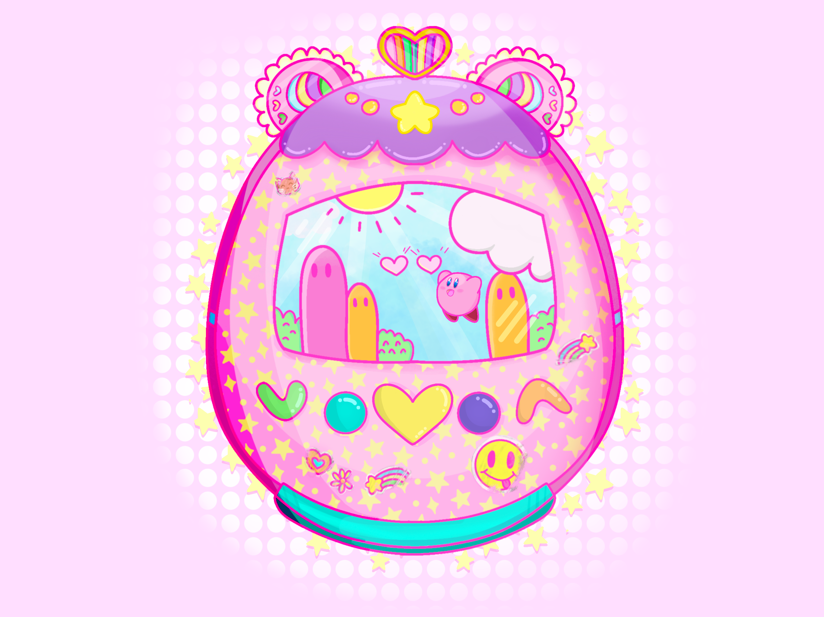 Magic Kirby Dreamland Tamagotchi Kawaii 3D Acrylic Keychain