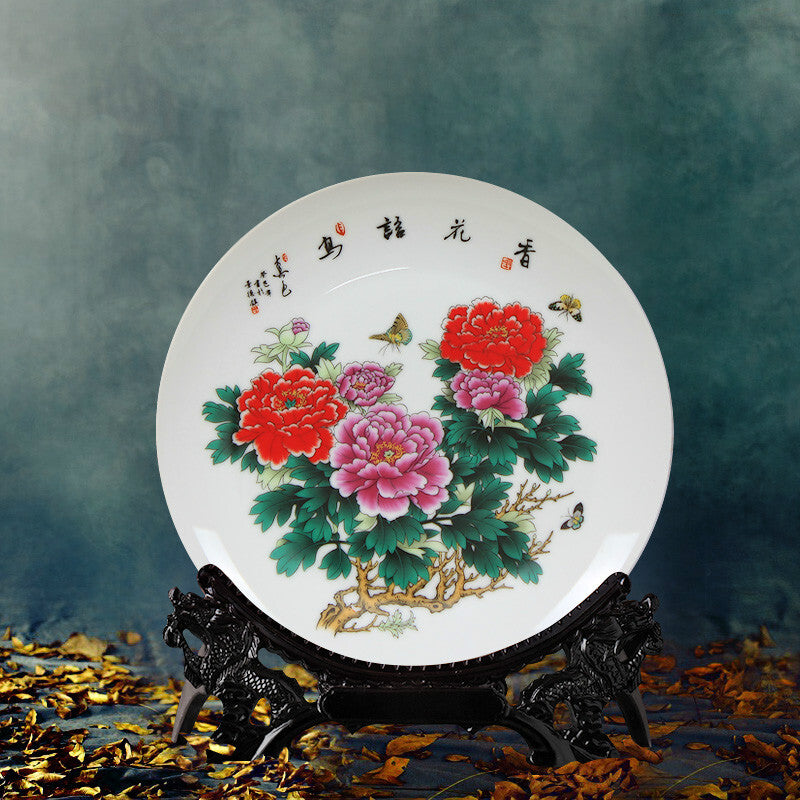 Ceramic Hanging Plate – Office & Living Room Asian Home Decor