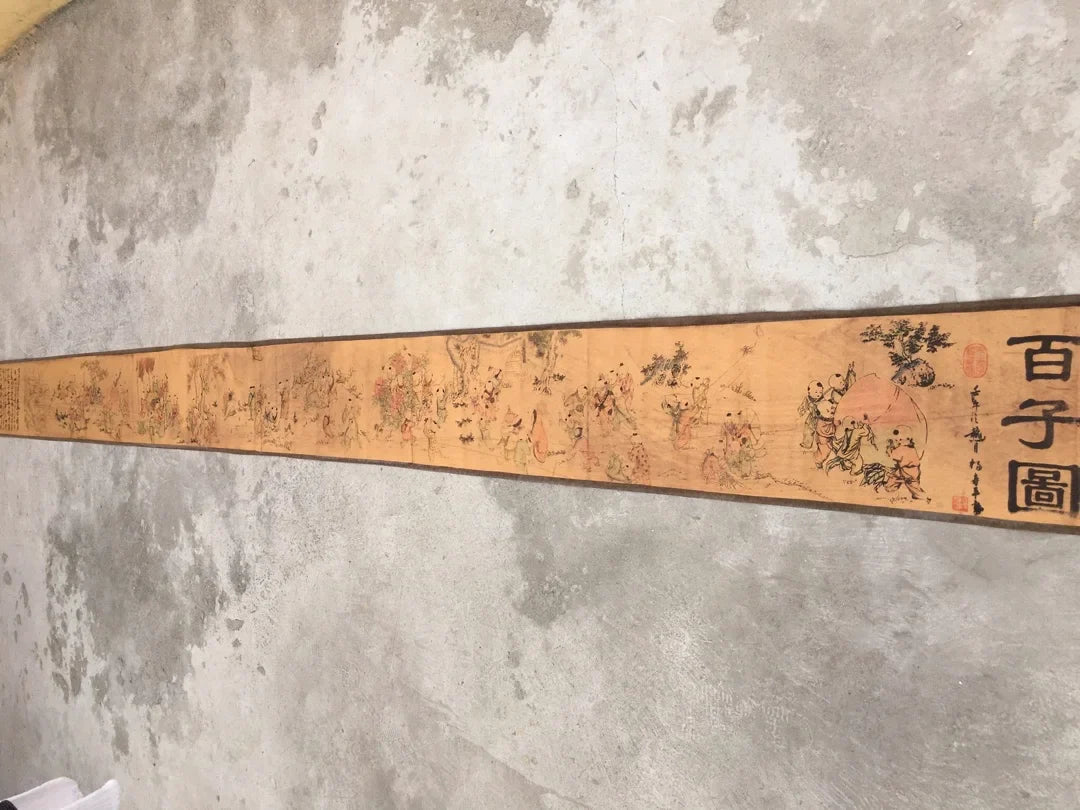Ancient Chinese Calligraphy Scroll – “Baizi” Picture Scroll (30×405cm)