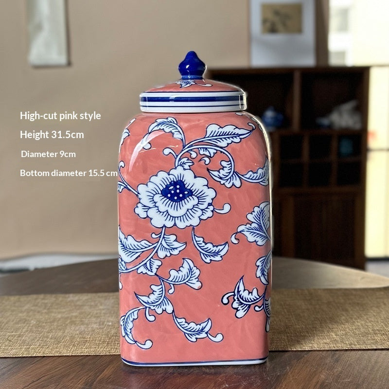 New Chinese‑Style Imperial Yellow Square Storage Jar